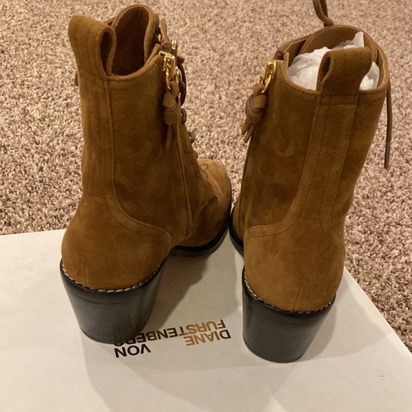 NIB Diane Von Furstenberg Dakota lace-up Suede leather western boots - Picture 4 of 8